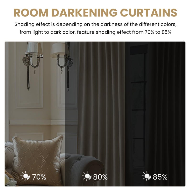 Dreaming Casa Darkening Velvet Curtains for Living Room Thermal Insulated Rod Pocket Back Tab Window Curtain for Bedroom 2 Panels 52" W x 108" L - Image 2